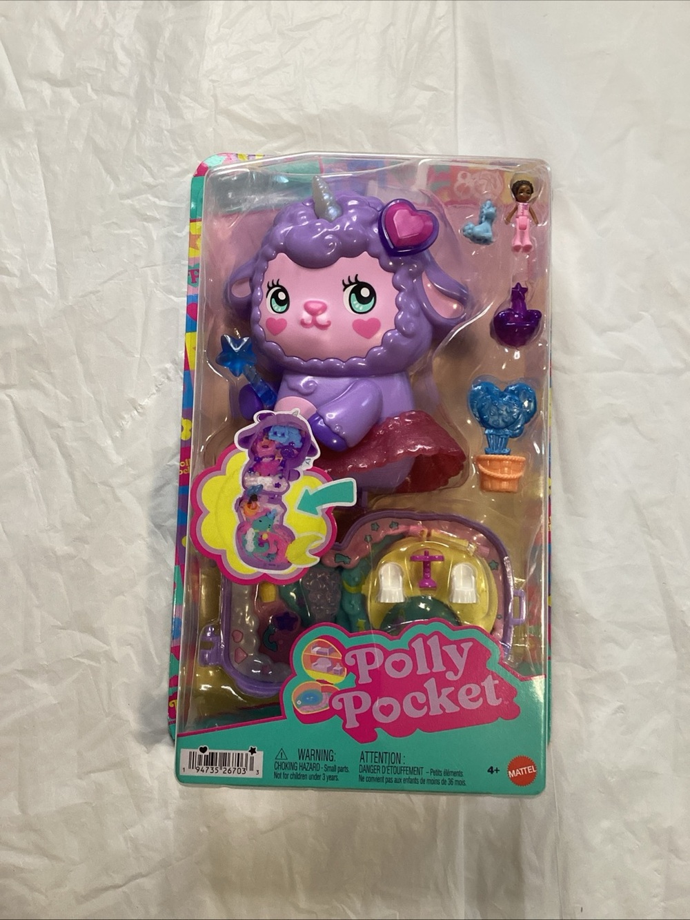 Polly Pocket Lavender Unicorn-Lamb Figure Playset with Accessories